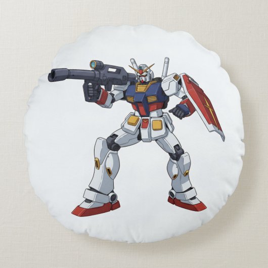 Classic Retro RX-78-2 Gundam Mecha Anime Illustrat ラウンドクッション (正面)
