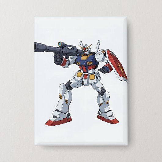 Classic Retro RX-78-2 Gundam Mecha Anime Illustrat 缶バッジ (正面)