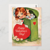 Classic Retro Style Valentine’s Postcard  ポストカード (正面/裏面)