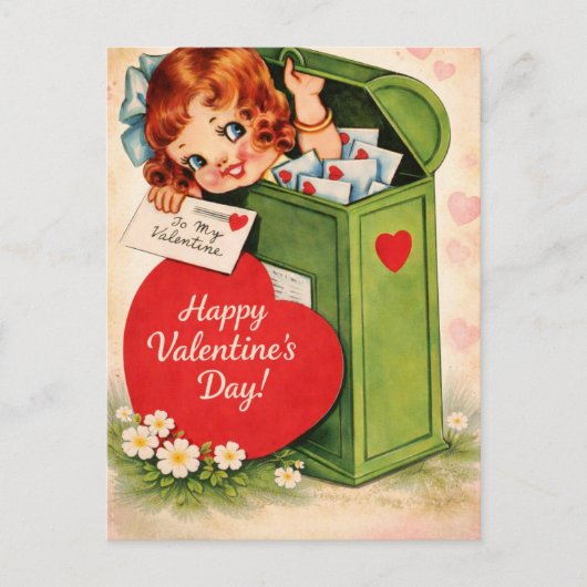 Classic Retro Style Valentine’s Postcard  ポストカード (正面)
