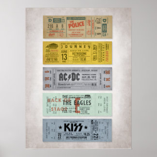 Classic Rock Concert Tickets – Vintage Music Wall  ポスター
