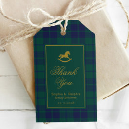 Classic Rocking Horse Baby Shower Plaid Thank you ギフトタグ