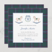Classic Rocking Horse Tartan Winter Baby Shower 招待状 (正面/裏面)