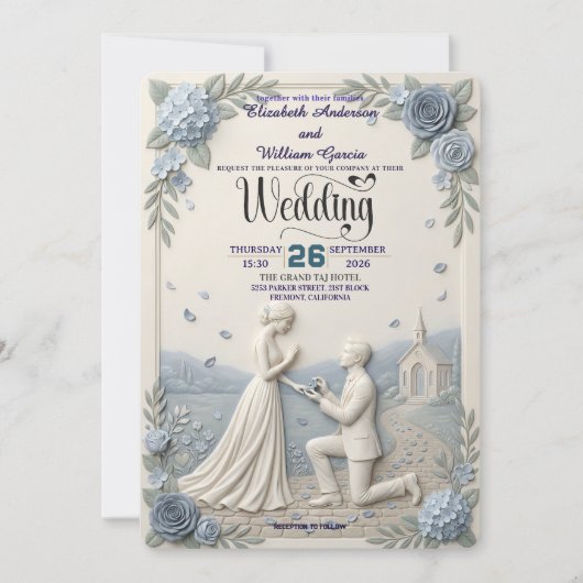 Classic Romantic Formal Wedding 招待状 (正面)