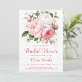 Classic romantic peony bouquet bridal shower card 招待状 (スタンド正面)