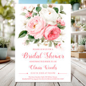 Classic romantic peony bouquet bridal shower card 招待状