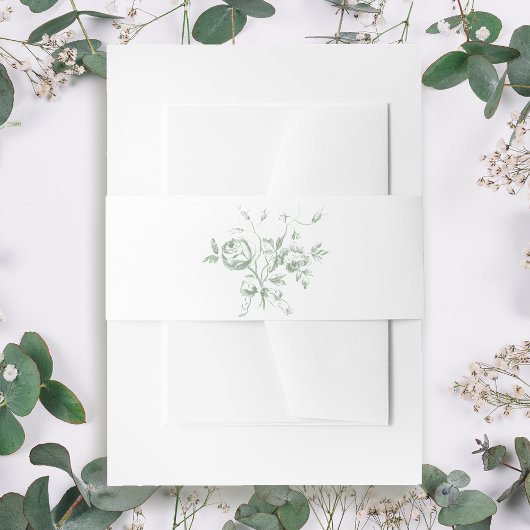 Classic Romantic Sage Rose 招待状ベリーバンド