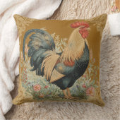 Classic, Rooster and Flowers Pattern, Vintage クッション (ブランケット)