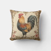 Classic,Rooster , Flowers Pattern, Vintage クッション (正面)