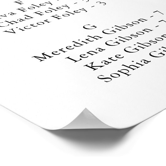 Classic Rose Floral Alphabetical Seating Chart ポスター (角)