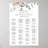 Classic Rose Floral Alphabetical Seating Chart ポスター (正面)