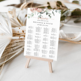 Classic Rose Floral Alphabetical Seating Chart ポスター