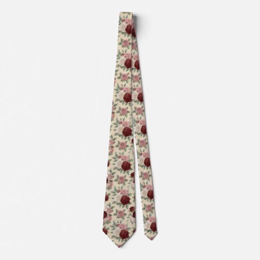 Classic Rose Garden Floral Pattern ネクタイ (正面)