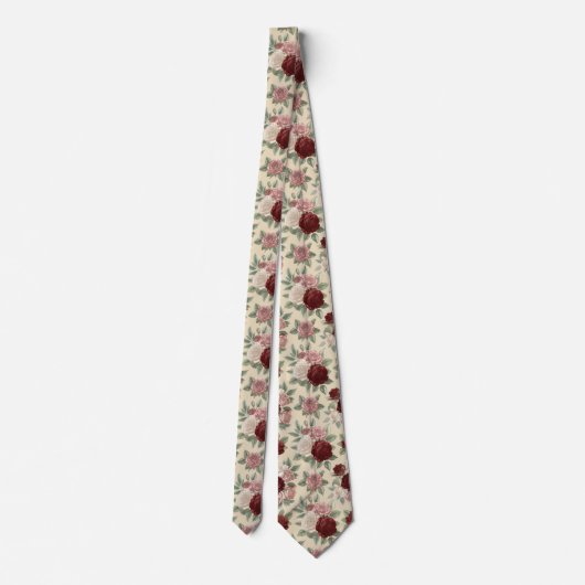 Classic Rose Garden Floral Pattern ネクタイ (裏面)