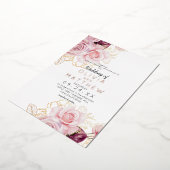 Classic Rose Gold Blush Flora Wedding  Foil  箔招待状 (回転した状態)