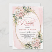 Classic Rose Gold Eucalyptus Bridal Shower Invite 招待状 (正面)