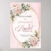 Classic Rose Gold Floral Eucalyptus Bridal Shower  ポスター (正面)