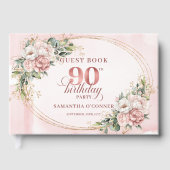 Classic Rose Gold Floral Greenery 90th Guest Book ゲストブック (正面)