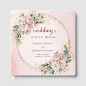 Classic Rose Gold Floral Greenery Guest Book Sign ゲストブック (正面)