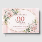 Classic Rose Gold Greenery 90 Birthday Guest Book ゲストブック (正面)