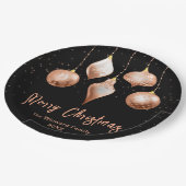 Classic Rose Gold Ornament Christmas ペーパープレート (アングル)