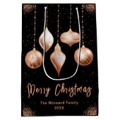 Classic Rose Gold Ornament Christmas ミディアムペーパーバッグ (裏面)