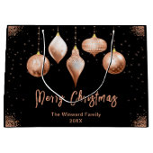 Classic Rose Gold Ornament Christmas ラージペーパーバッグ (正面)
