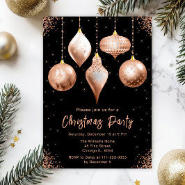 Classic Rose Gold Ornaments Christmas Party 招待状