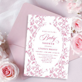 Classic Rose Pattern Floral Baby Shower Invitation 招待状