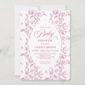 Classic Rose Pattern Floral Baby Shower Invitation 招待状 (正面)