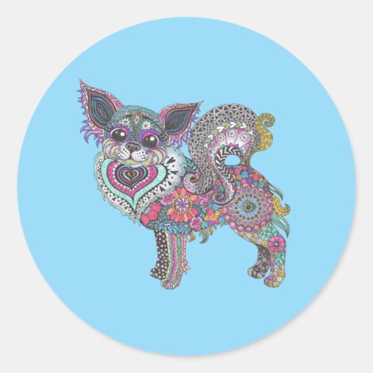 Classic Round Chihuahua Sticker ラウンドシール (正面)