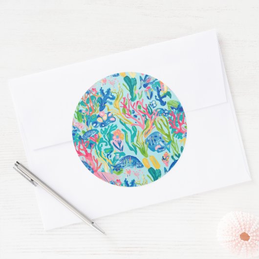 Classic round sticker in stylish graphic ラウンドシール (封筒)