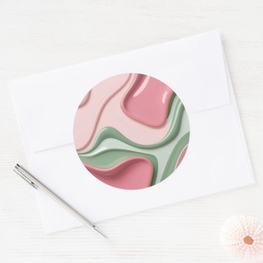 Classic round sticker in stylish graphic ラウンドシール (封筒)