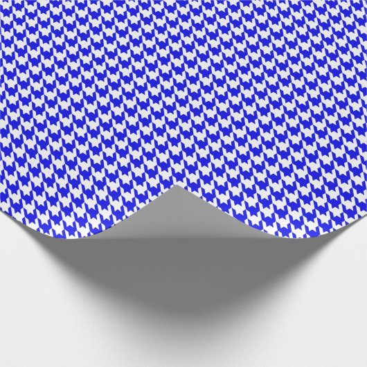 Classic Royal Blue and White Houndstooth Pattern  ラッピングペーパー (角)