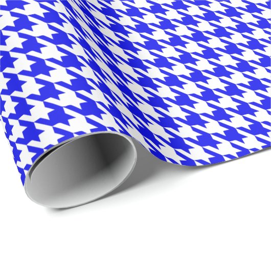 Classic Royal Blue and White Houndstooth Pattern  ラッピングペーパー (ロールコーナー)