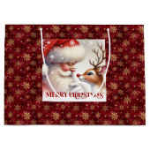 Classic Rudolph and Santa Kids Christmas Holiday ラージペーパーバッグ (正面)