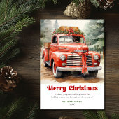 Classic rustic Christmas red car festive artwork シーズンカード