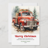 Classic rustic Christmas scene red car design シーズンカード (正面)