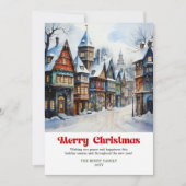 Classic rustic Christmas scene winter watercolor  シーズンカード (正面)