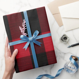 Classic Rustic Red Black Crimson Plaid Pattern ラッピングペーパー
