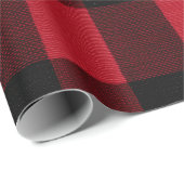 Classic Rustic Red Black Crimson Plaid Pattern ラッピングペーパー (ロールコーナー)