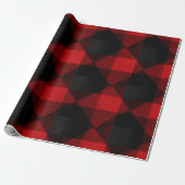 Classic Rustic Red Black Crimson Plaid Pattern ラッピングペーパー (アンロールド)