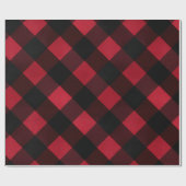 Classic Rustic Red Black Crimson Plaid Pattern ラッピングペーパー (フラット)