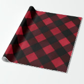 Classic Rustic Red Black Crimson Plaid Pattern ラッピングペーパー (アンロールド)