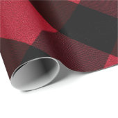 Classic Rustic Red Black Crimson Plaid Pattern ラッピングペーパー (ロールコーナー)