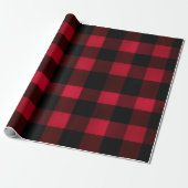Classic Rustic Red Black Crimson Plaid Pattern ラッピングペーパー (アンロールド)