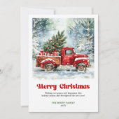 Classic Rustic Red Truck Christmas Scene Greeting シーズンカード (正面)