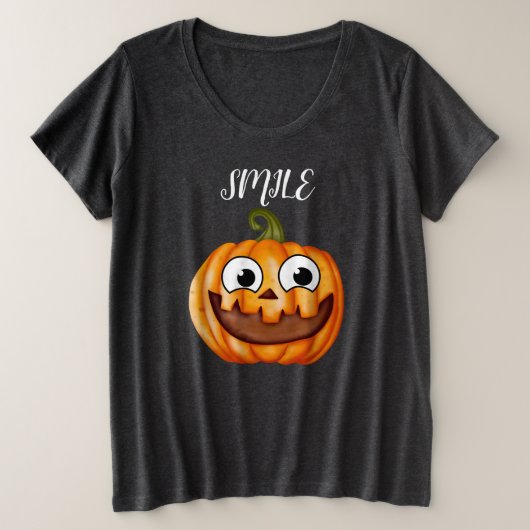 classic rustic retro Happy pumpkin プラスサイズTシャツ (デザイン正面)