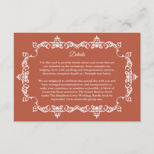 Classic Rustic Terracotta Ember Ornately Framed エンクロージャーカード (正面)