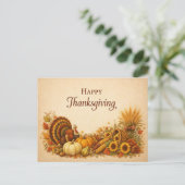 Classic Rustic Thanksgiving Turkey Harvest シーズンポストカード (スタンド正面)